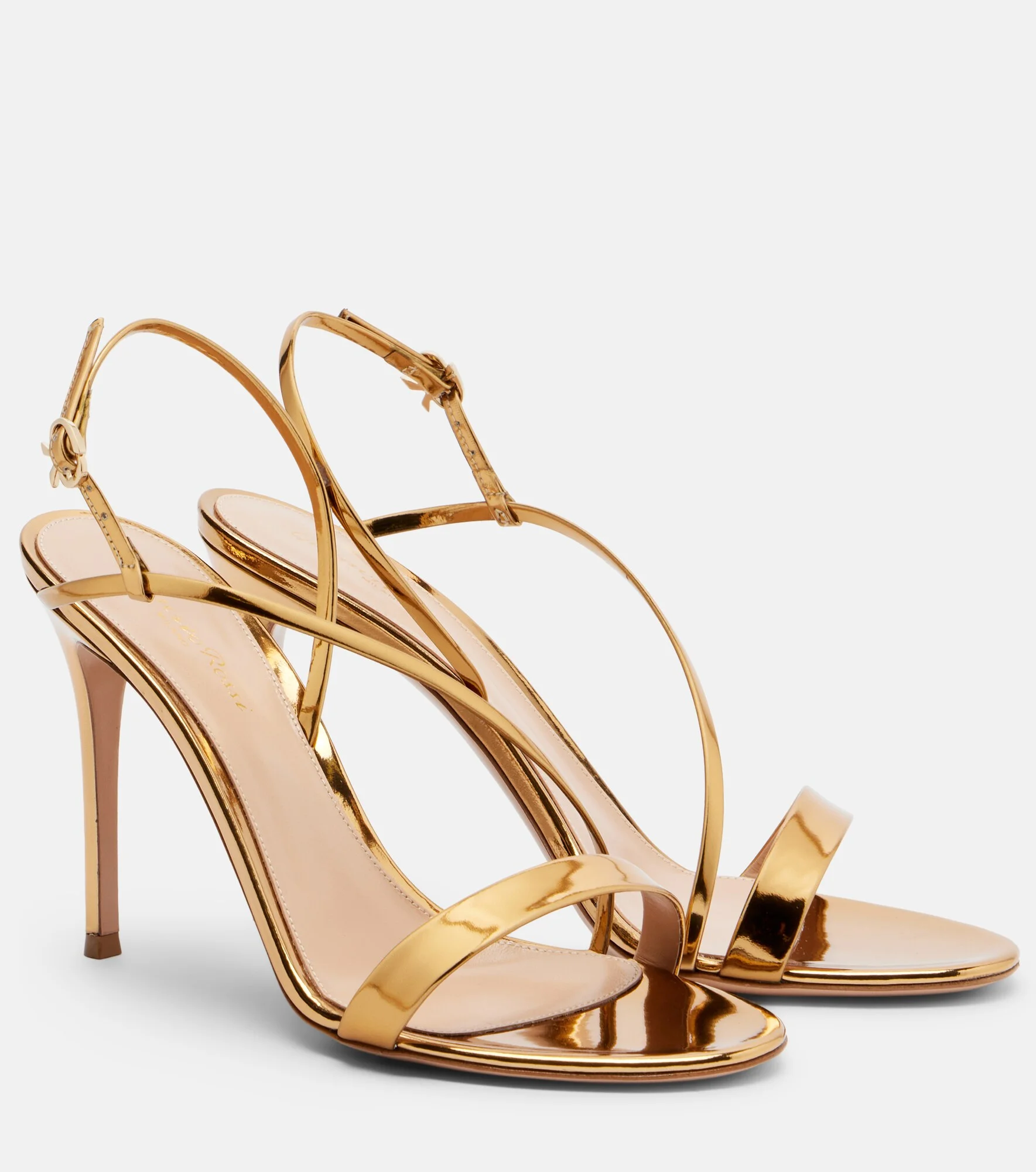 Metallic leather slingback sandals - 1