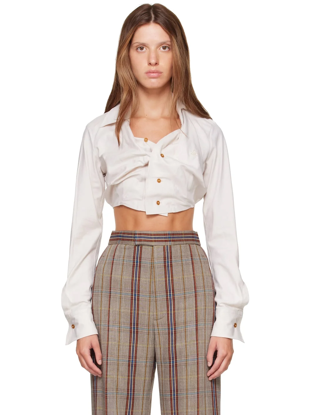 Off-White Cropped Drunken Shirt - 1