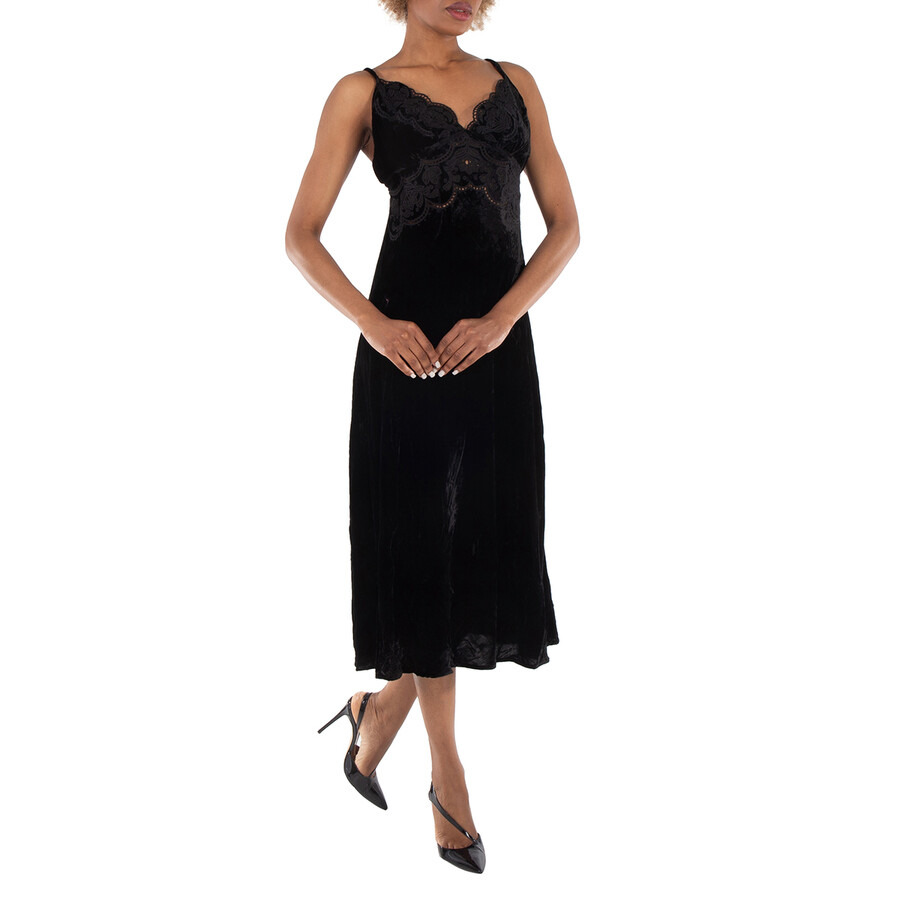Farm Rio Ladies Black Richelieu Velvet Slip Dress, Size Large - 3