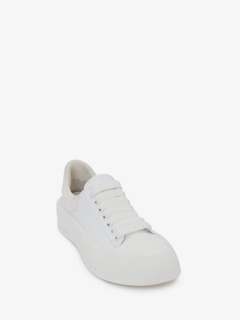 Women's Deck Lace Up Plimsoll in White - 2