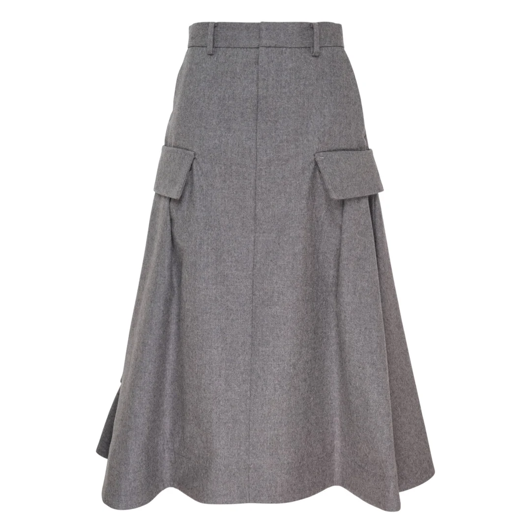 Wool Flannel Cargo Skirt - 1