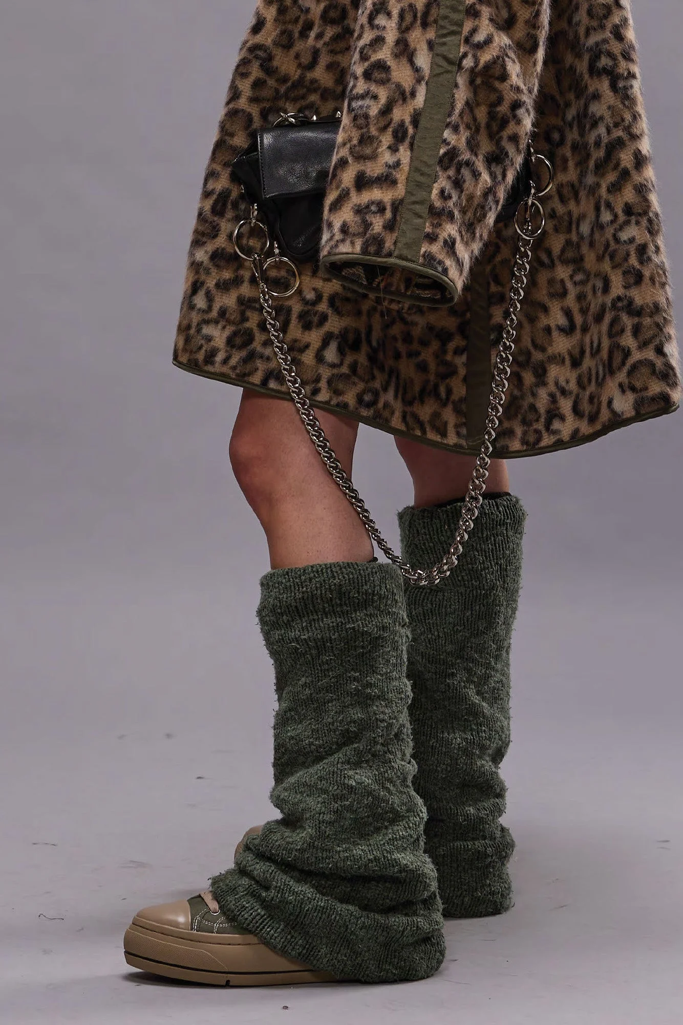 KURT HIGH TOP SNEAKER WITH WARMER - WASHED OLIVE PLAIN KNIT - 1