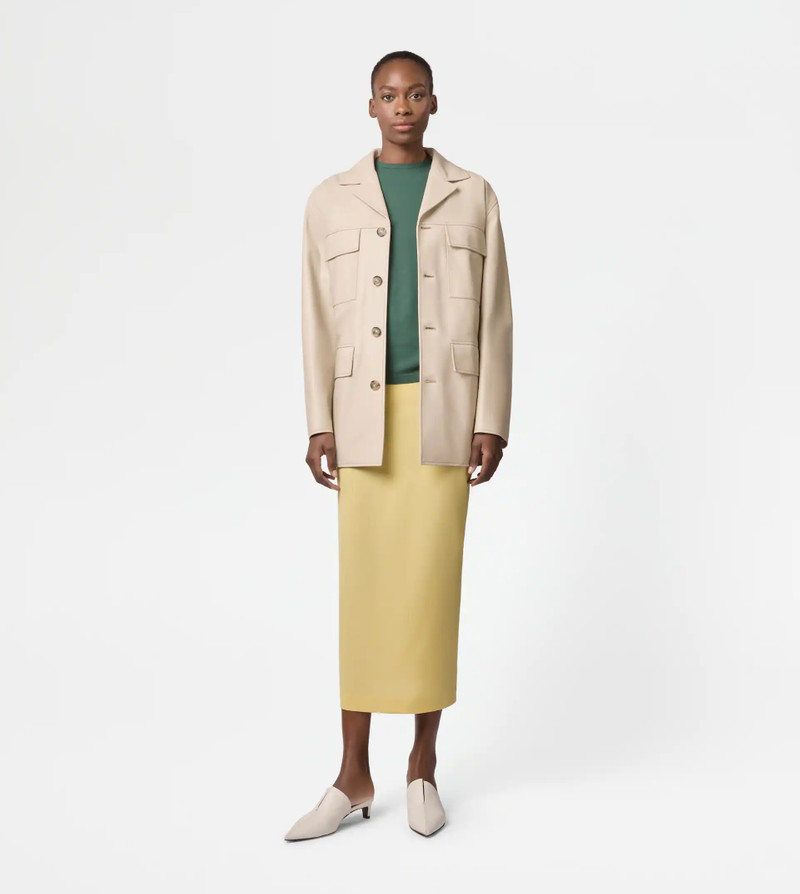 Tod's SAFARI JACKET IN LEATHER - OFF WHITE outlook