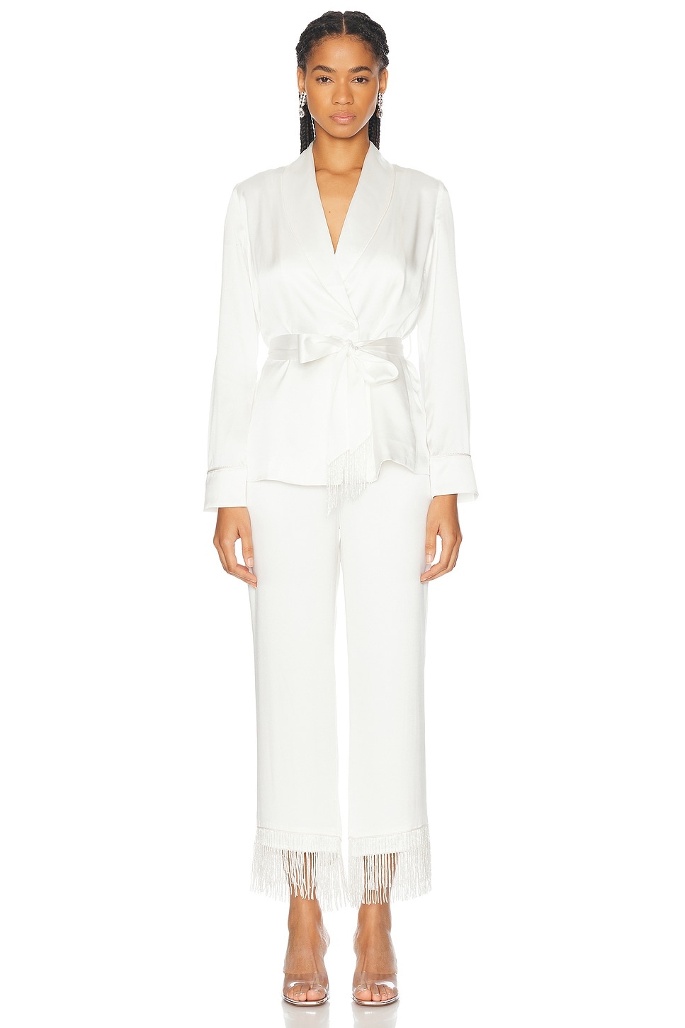X Galia Lahav Beaded Fringe Silk Pant - 5
