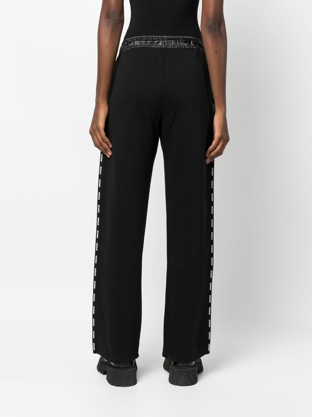 logo-patch wide-leg trousers - 4