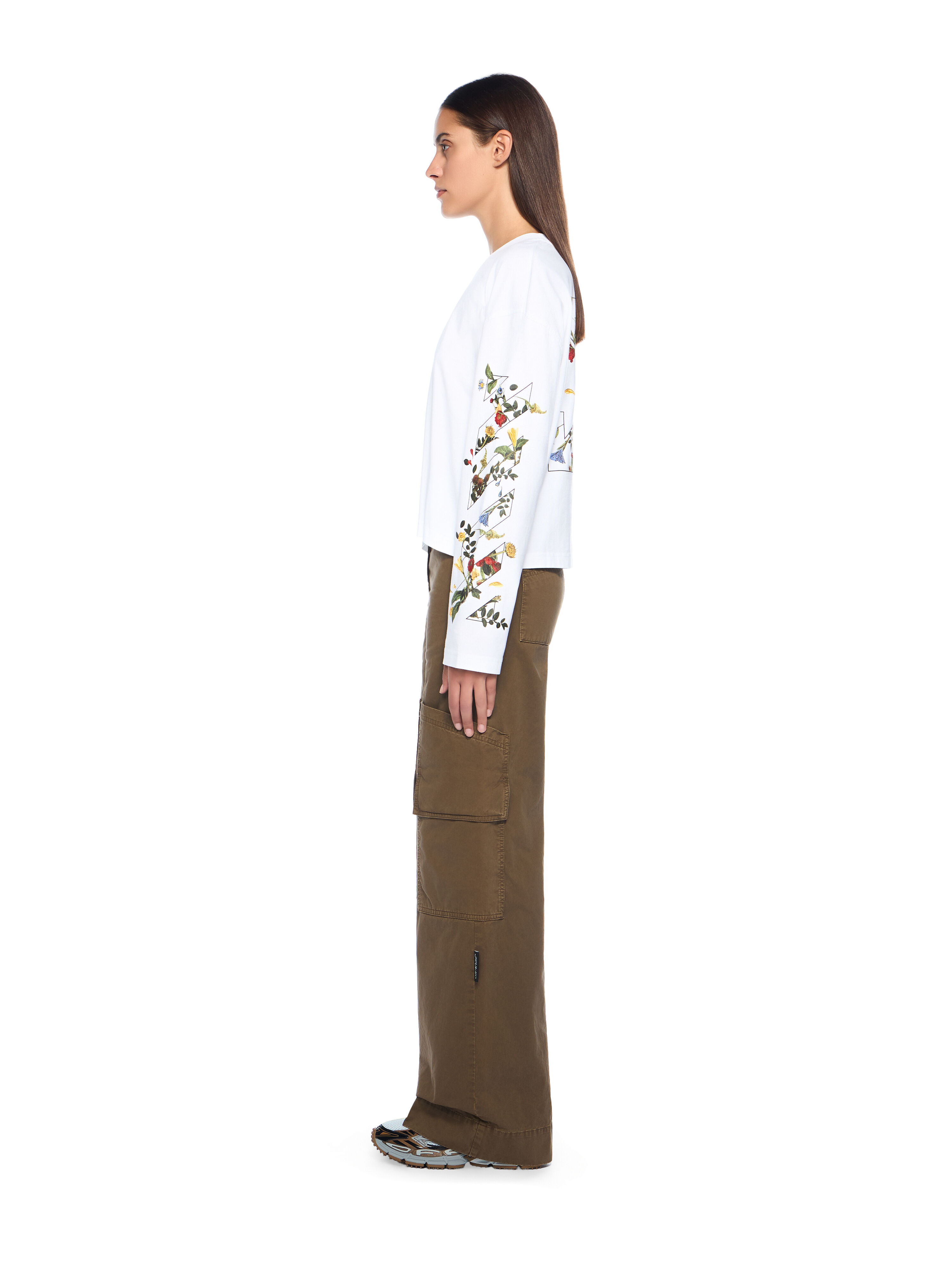 Embroidered Flowers Arrow Long Sleeve T-Shirt - 3