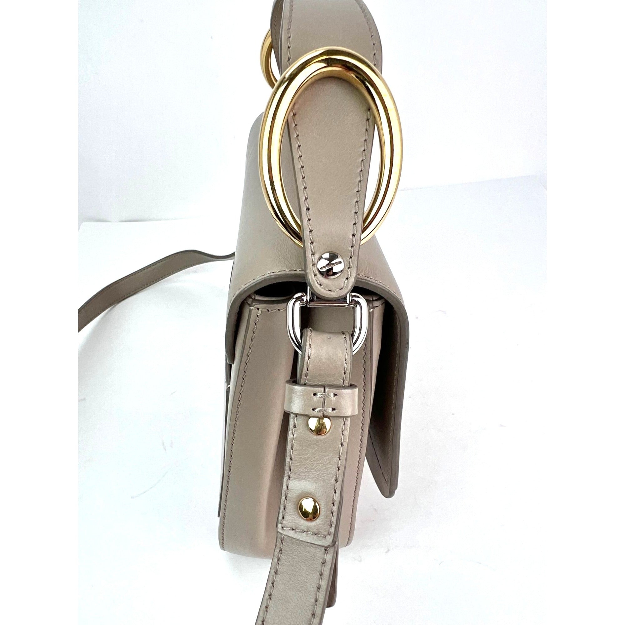 Chloe Shiny Calfskin Suede Small C Motty Gray Shoulder Bag - 13