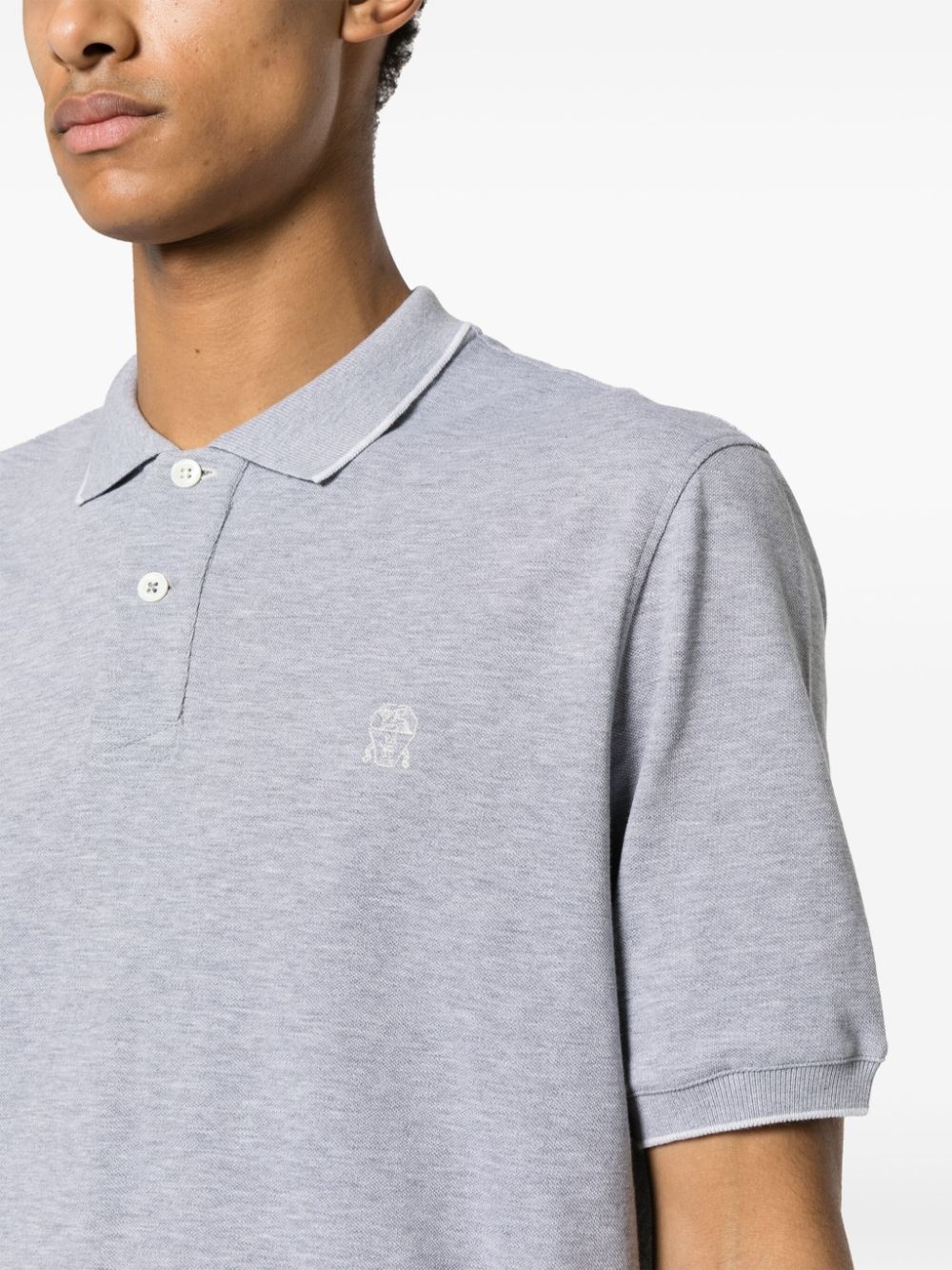 logo-embroidered cotton polo shirt - 5