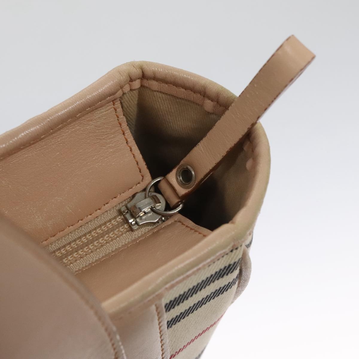 Burberry Shoulder Bag Canvas Leather Beige Cream Silver - 11