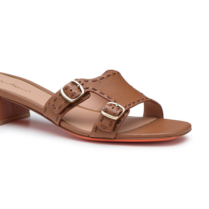 Women's brown leather low-heel Didi sandal 5