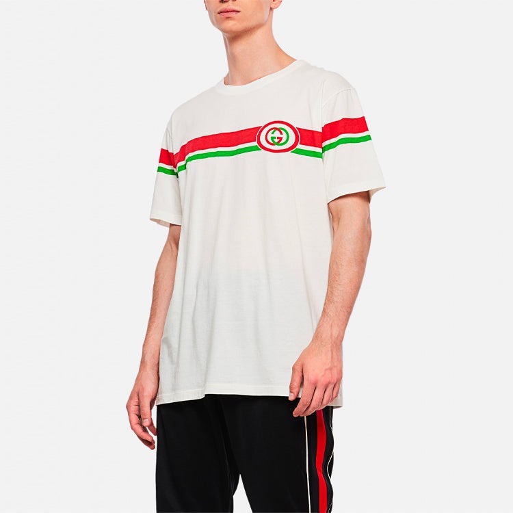 Gucci GG Stripe Printing Short Sleeve White 565806-XJBAR-9037 - 3
