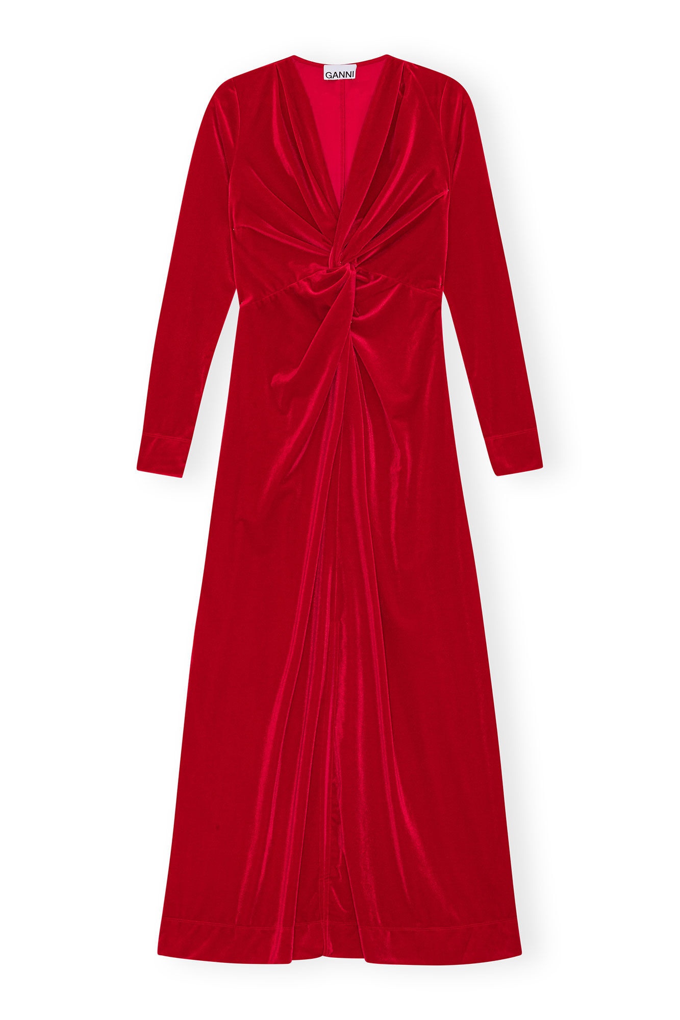 RED VELVET JERSEY TWIST LONG DRESS - 6