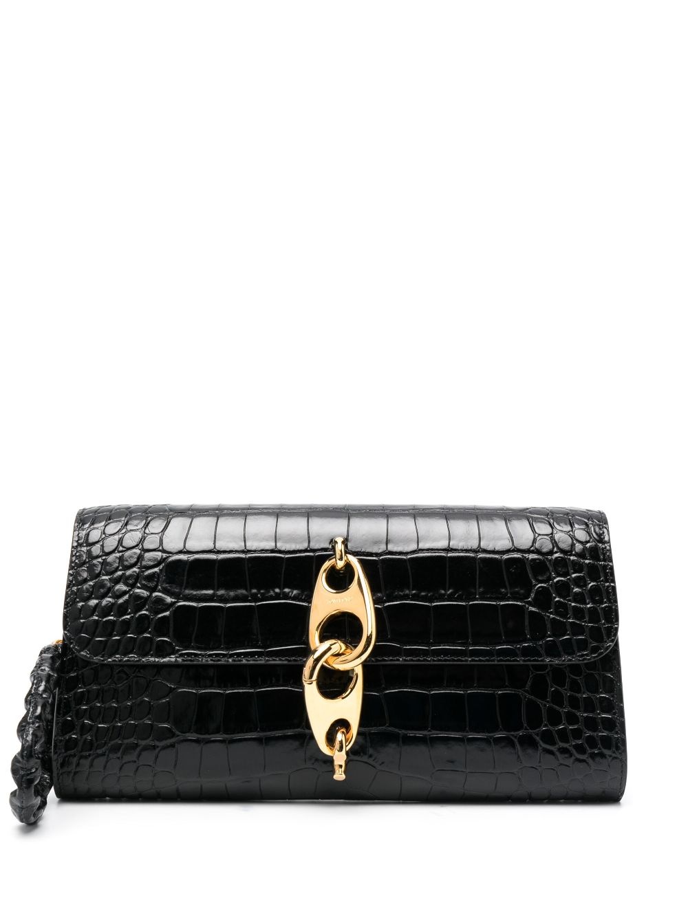 embossed-crocodile effect leather clutch - 1