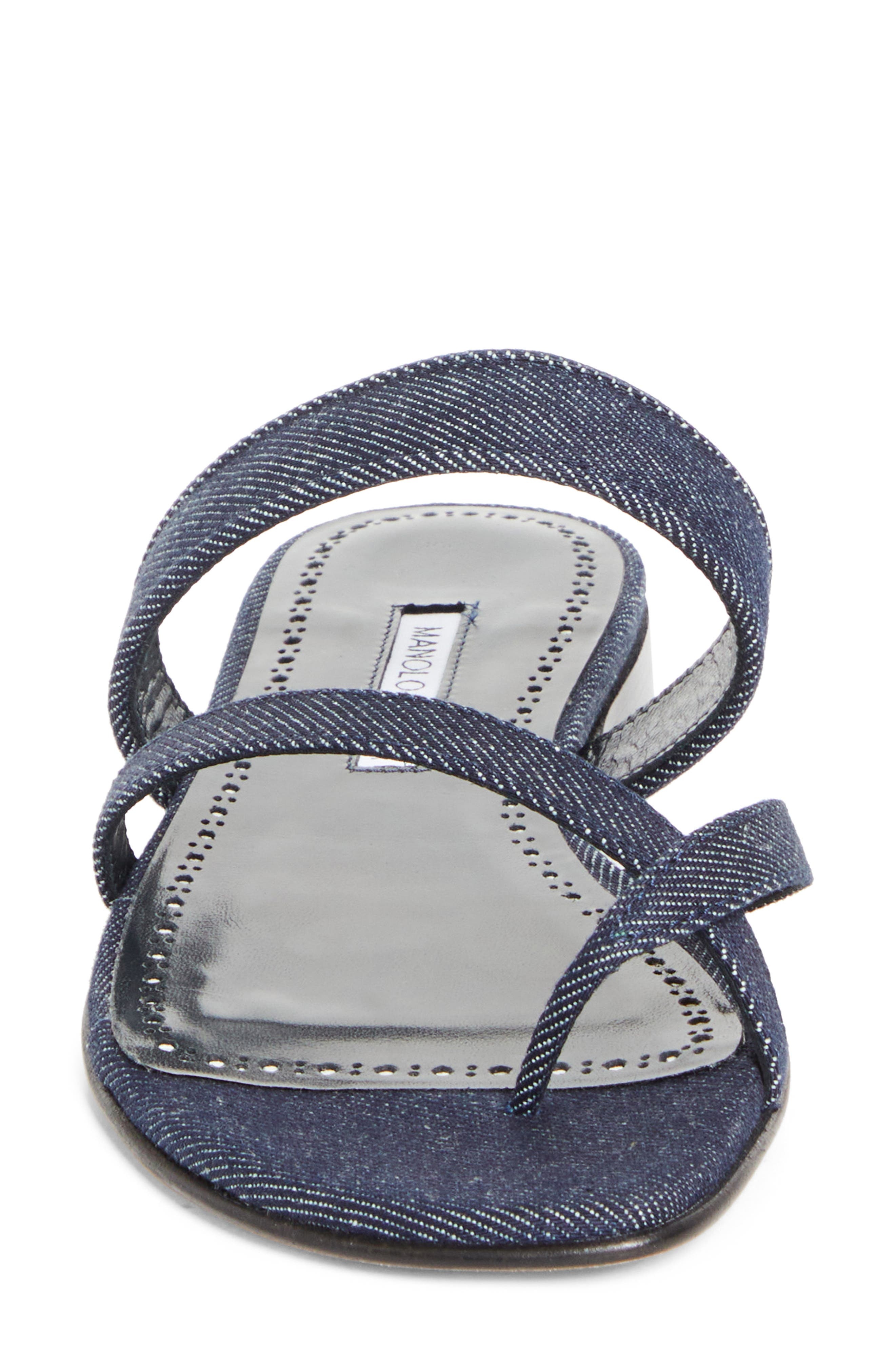 Manolo Blahnik Susaperf Crossover Sandal in Dark Chambray Blue at Nordstrom - 4