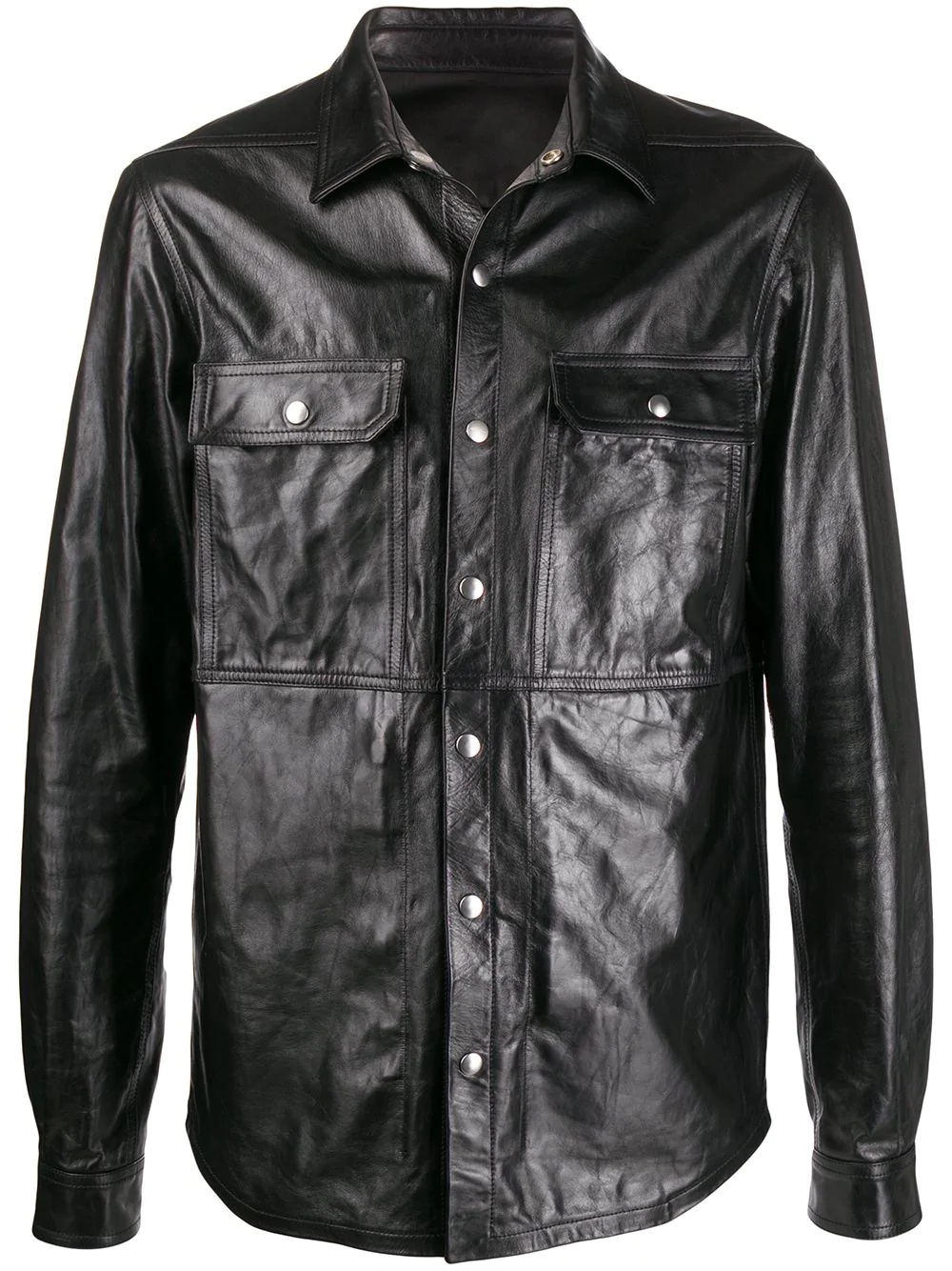 chest pocket leather shirt - 1