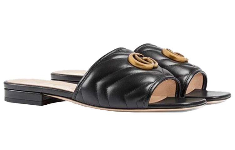 (WMNS) Gucci Double g Slippers Black 646169-BKO60-1000 - 2