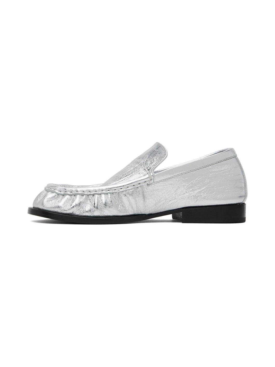 Silver Leather Loafers - 3