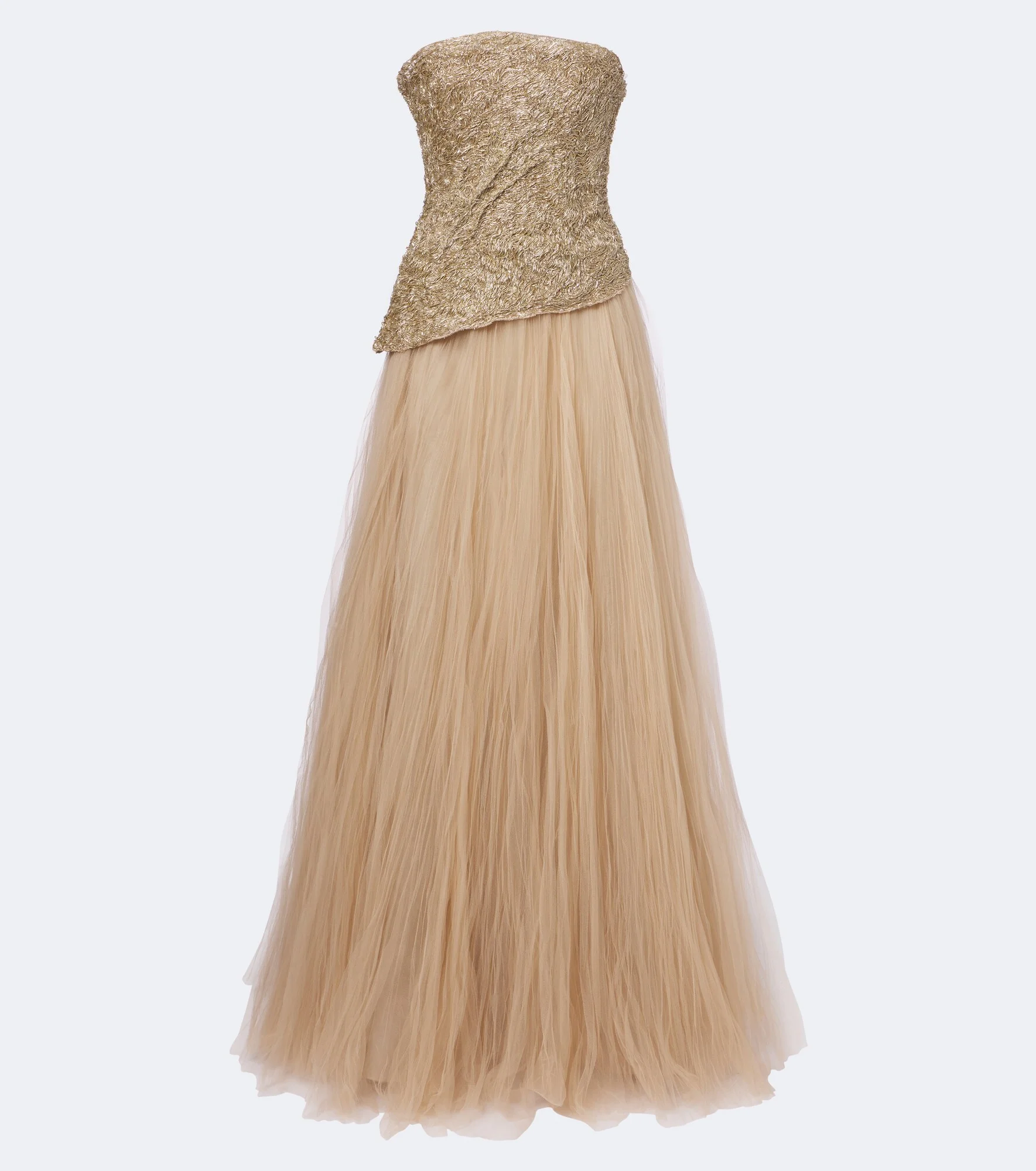 Embroidered pleated tulle gown - 1