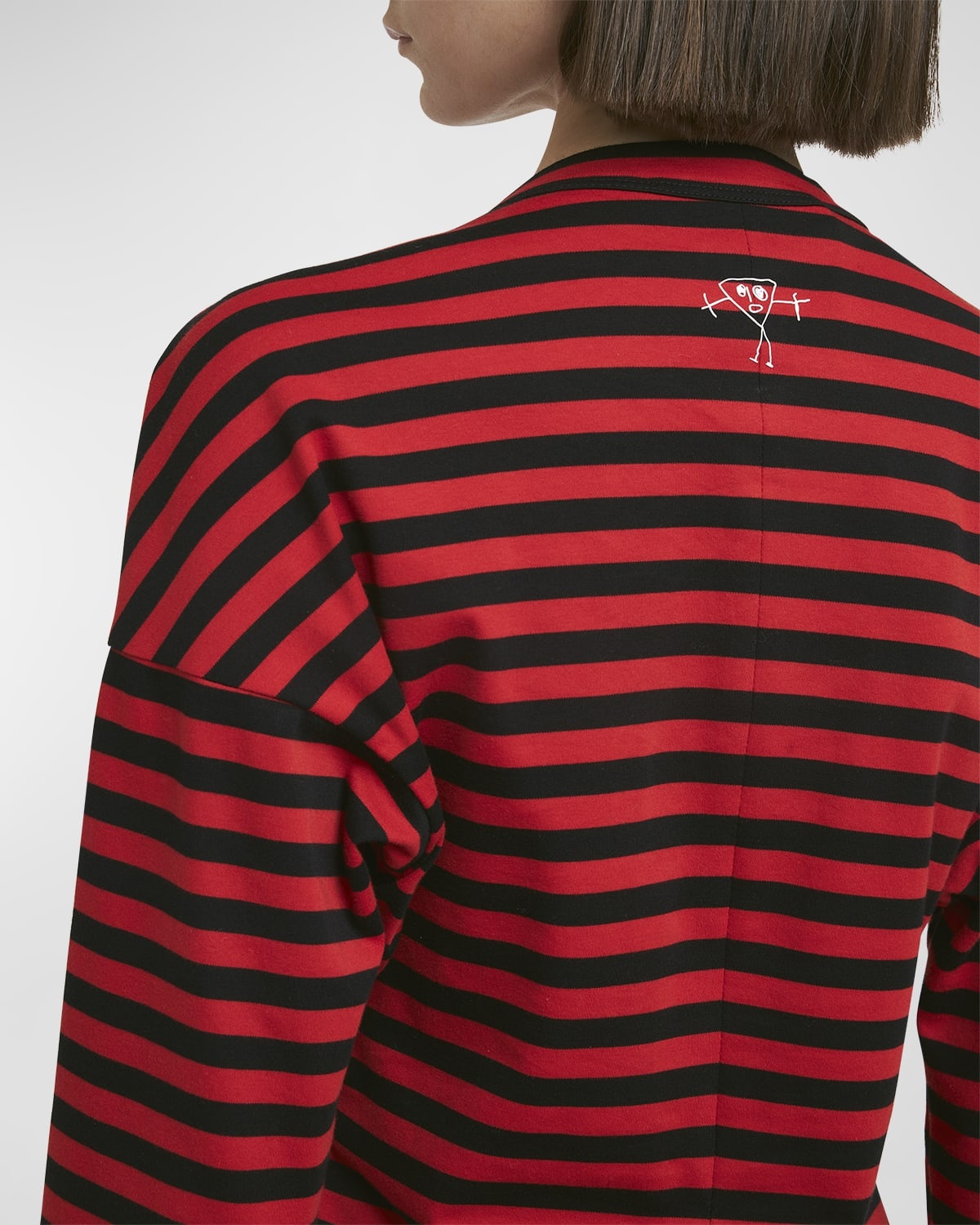 Striped Long-Sleeve Midi T-Shirt Dress - 5