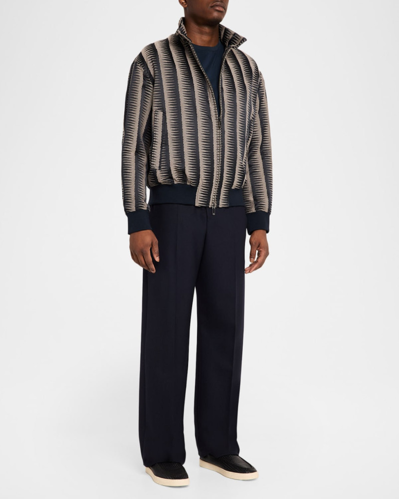 EMPORIO ARMANI Men's Stripe Jagged-Edge Bomber Jacket outlook