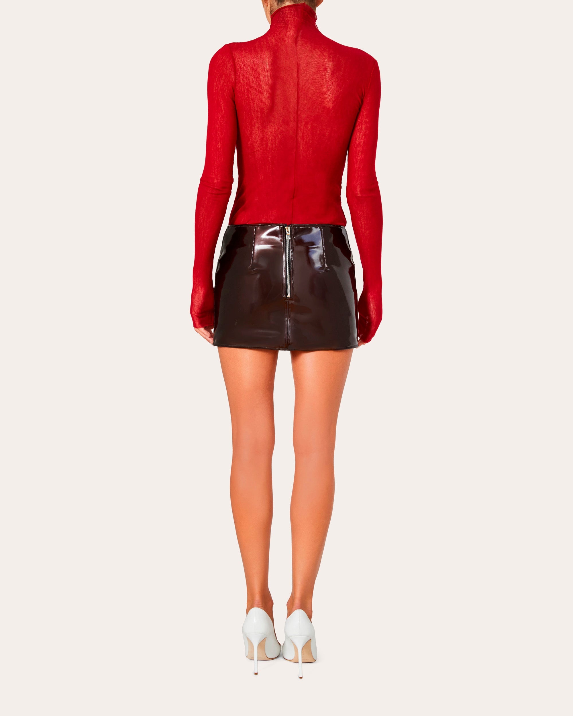 Patent-Vinyl Mini Skirt - 5