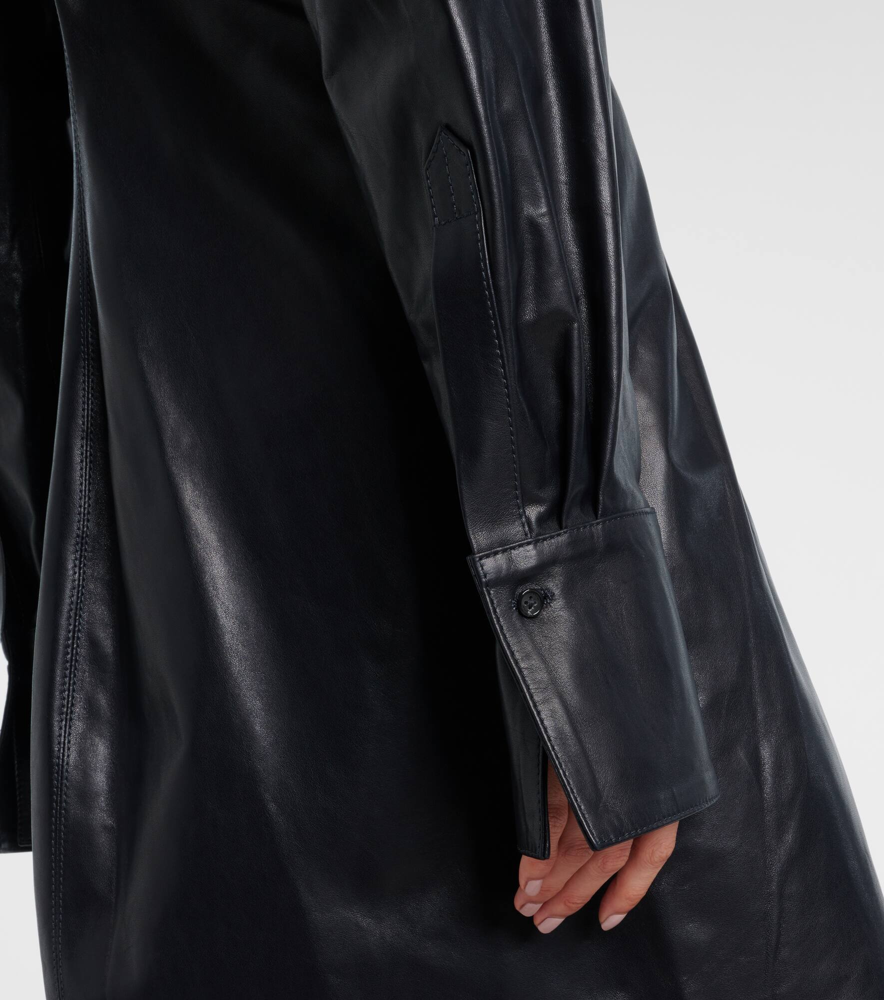 Ruched leather shirt dress - 5