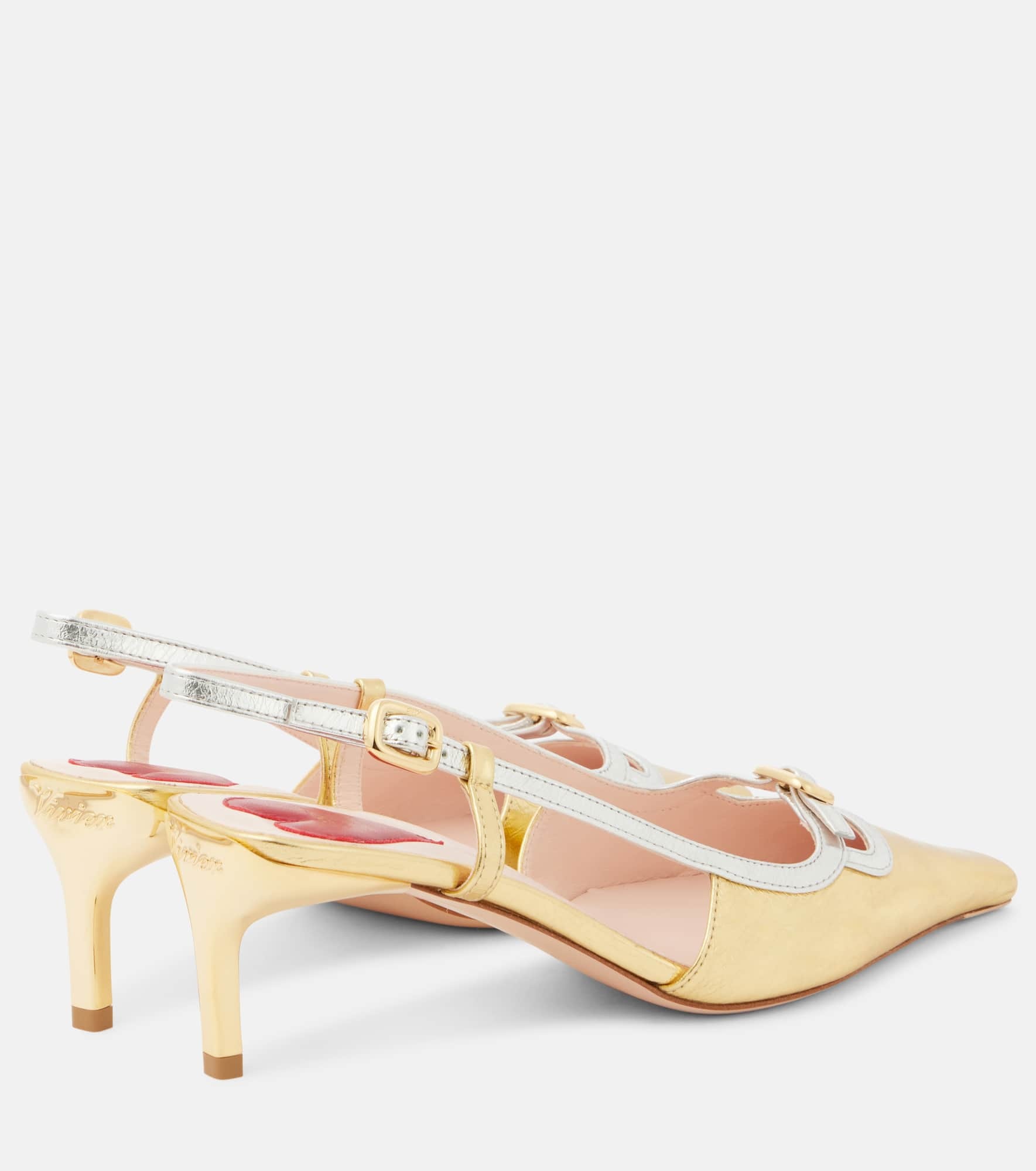 Viv' Canard metallic leather slingback pumps - 2