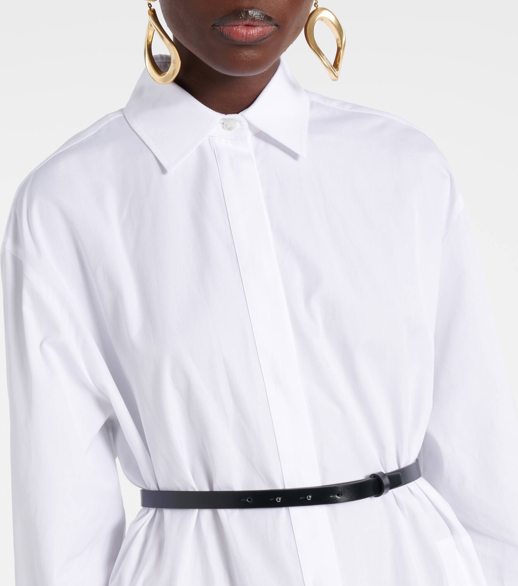 Belted cotton poplin shirt dress - 4