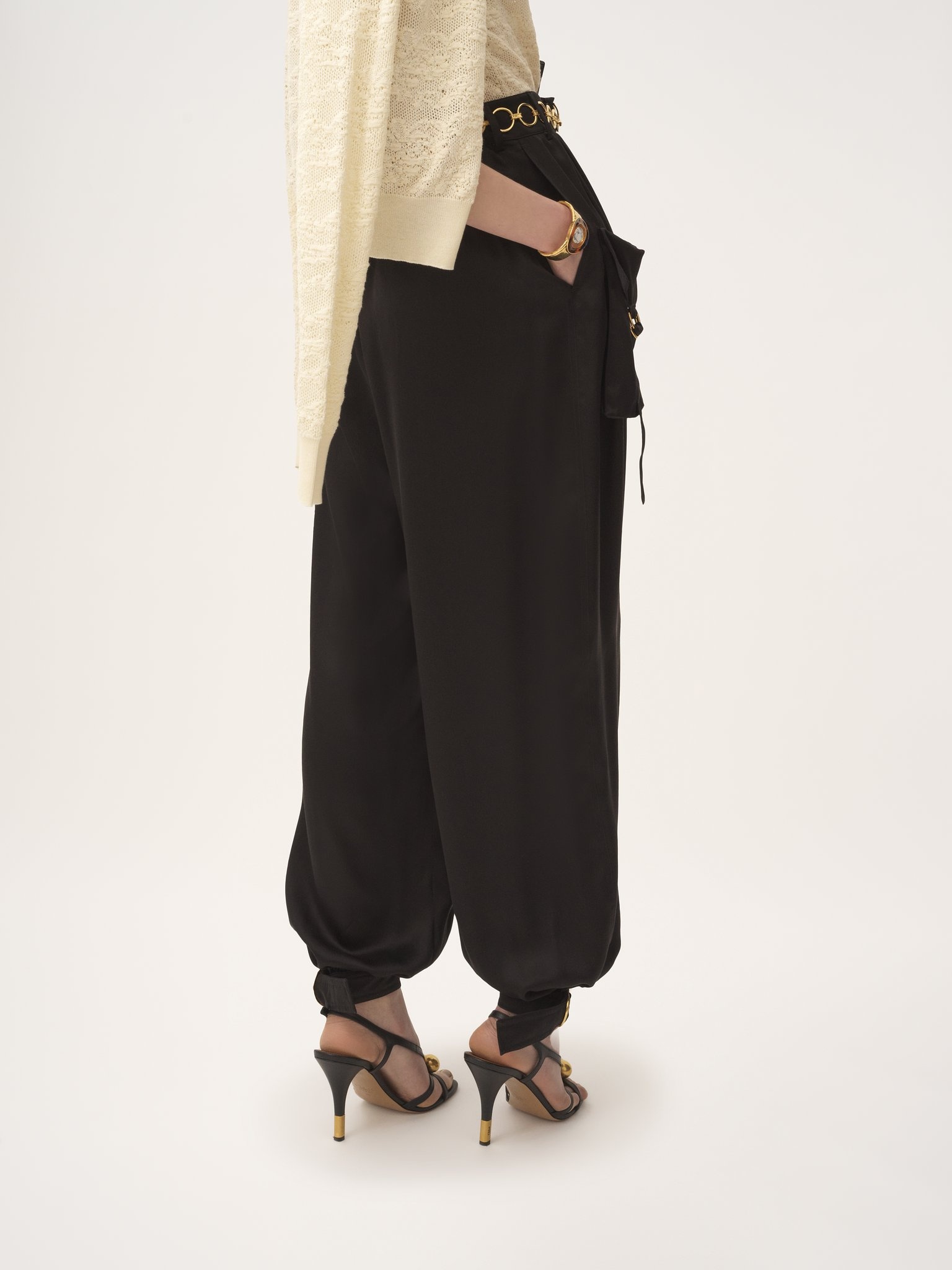 FLUID CARGO PANTS IN SILK SATIN - 5
