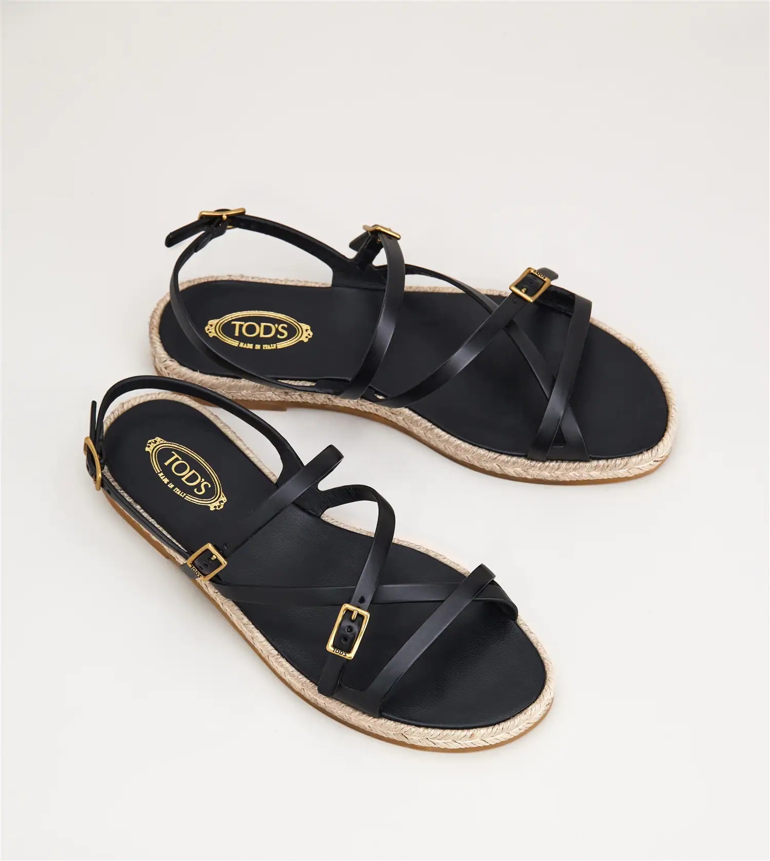 SANDALS IN LEATHER - BLACK - 2