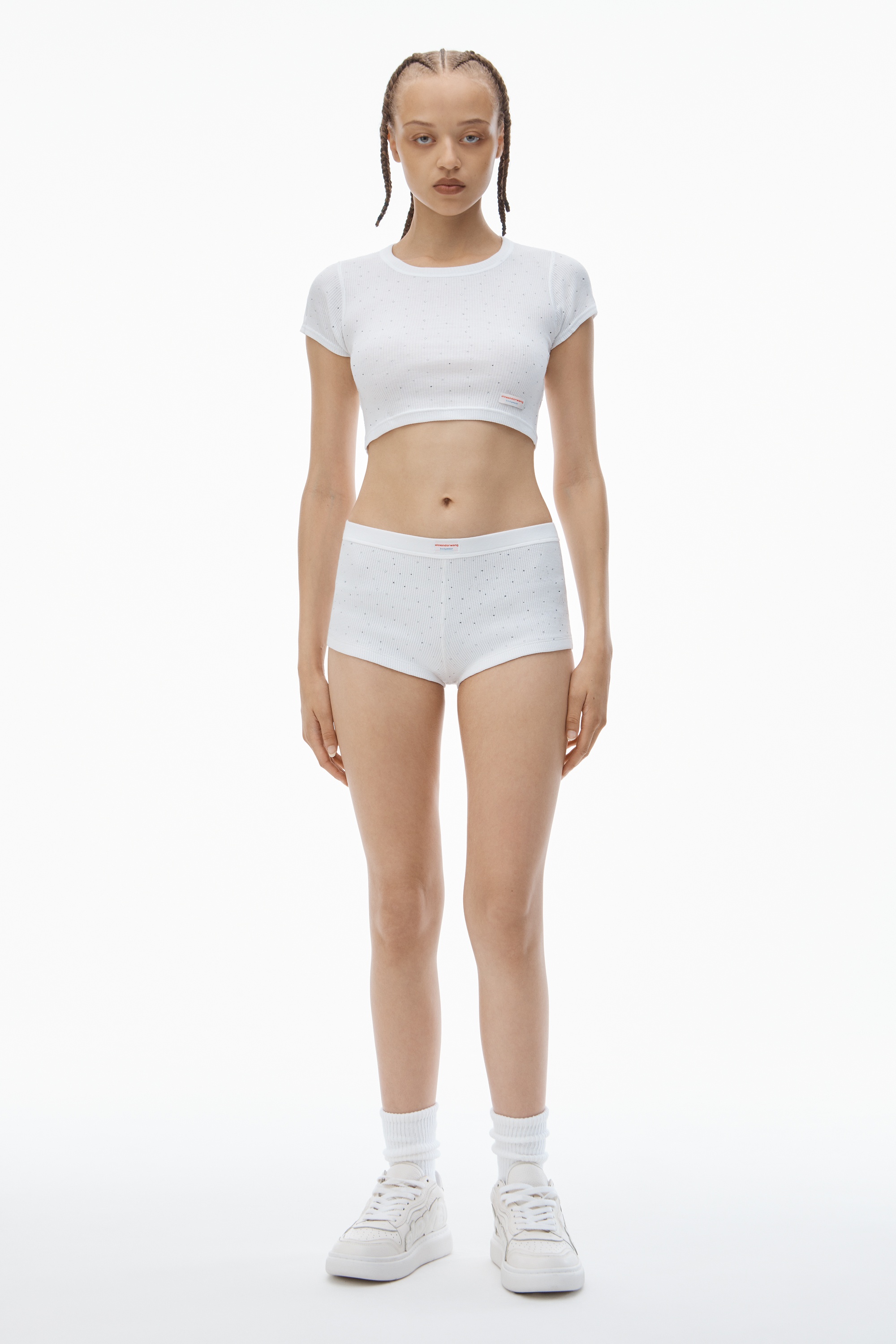 Crystal Hotfix Short-Sleeve Cropped Tee - 5