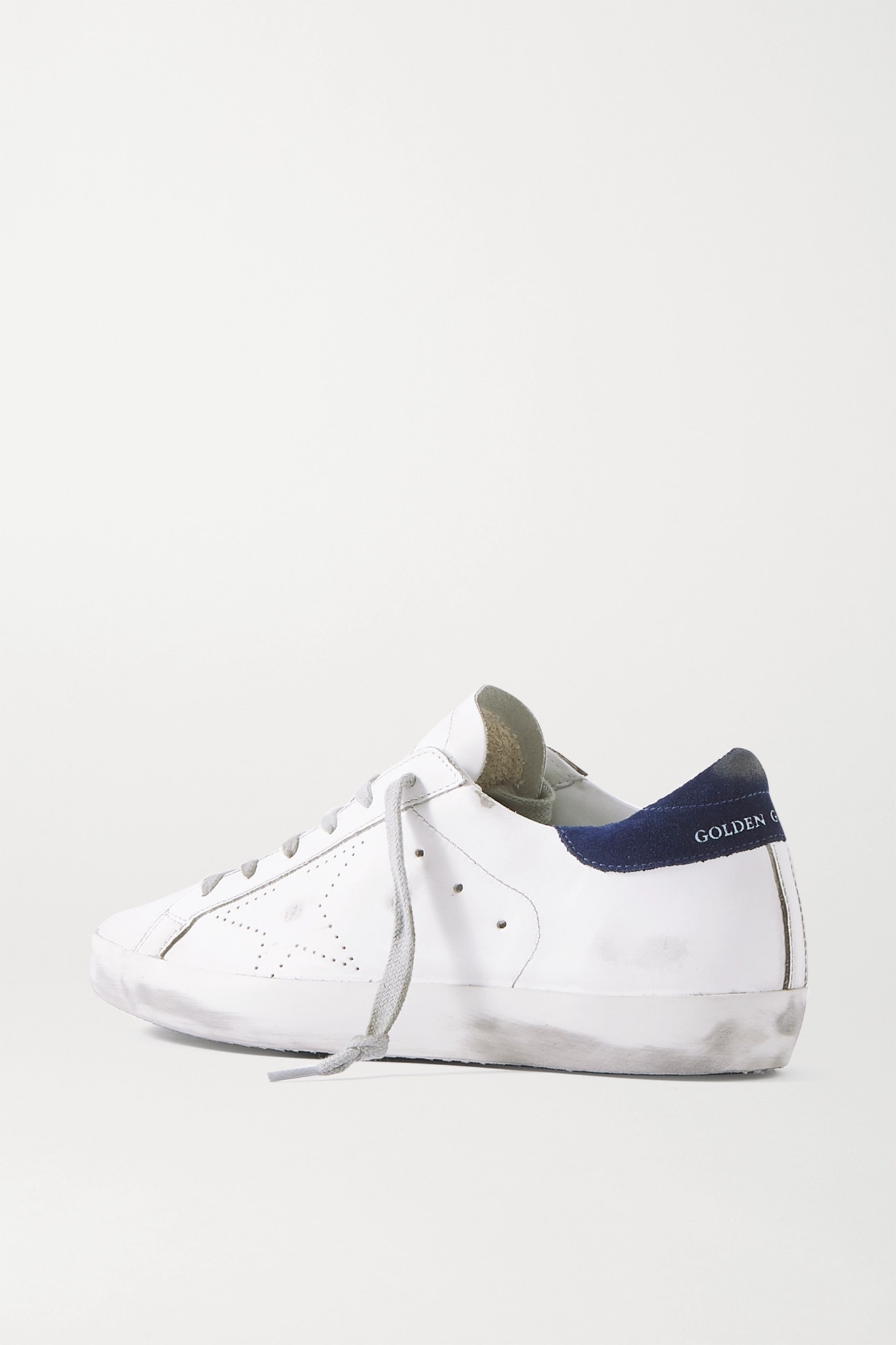 Superstar faux pearl-embellished distressed leather sneakers - 3