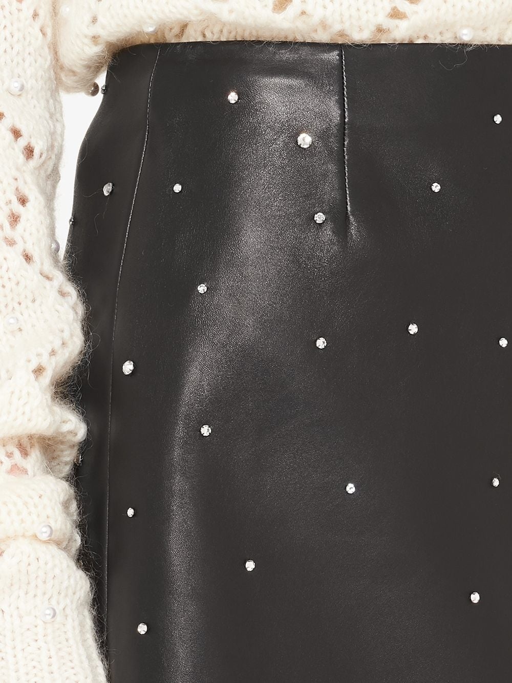 crystal-embellished leather skirt - 5