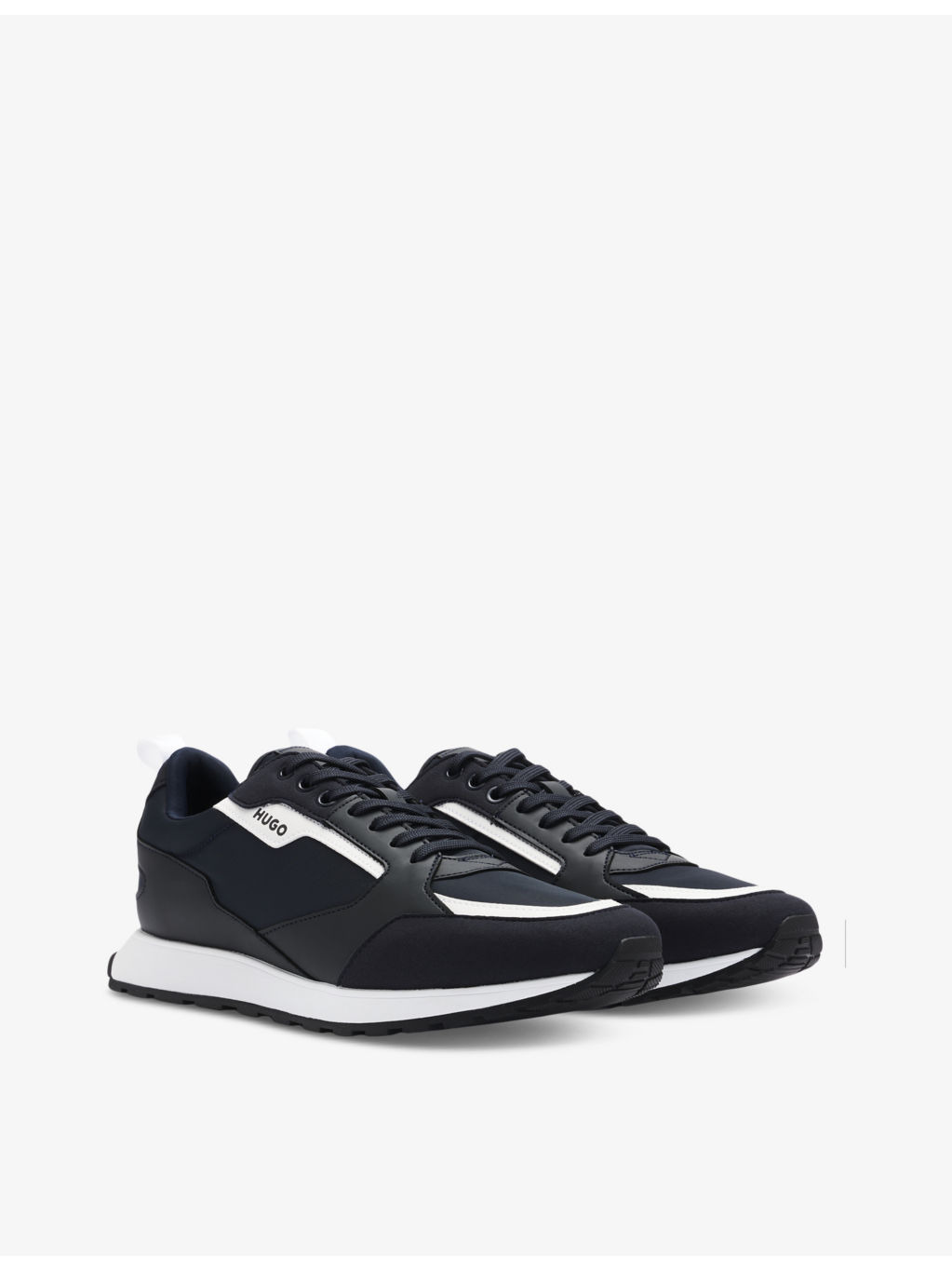 Logo-embossed leather and mesh low-top trainers - 4