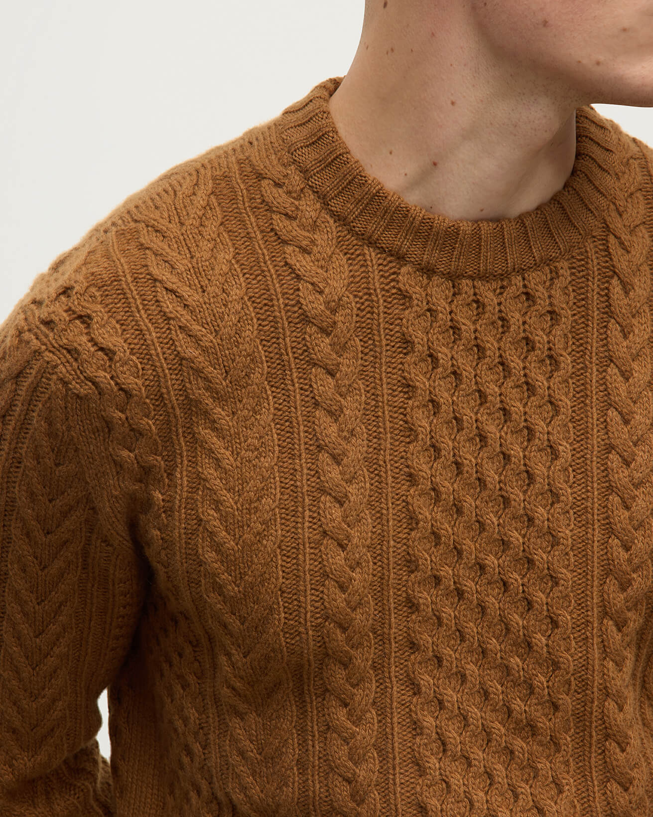 Aran Cable Camel Cashmere Jumper - 5