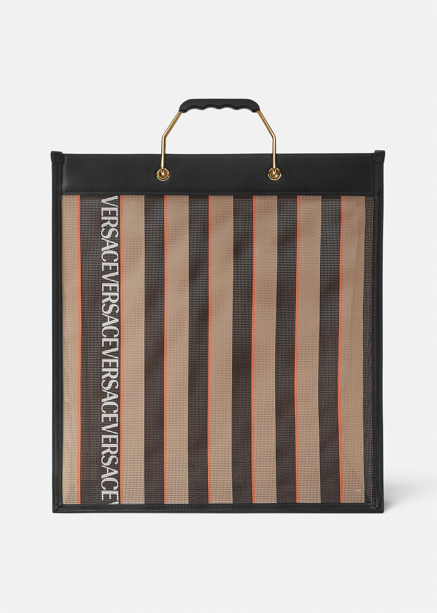 Striped Versace Shopper Tote Bag - 1