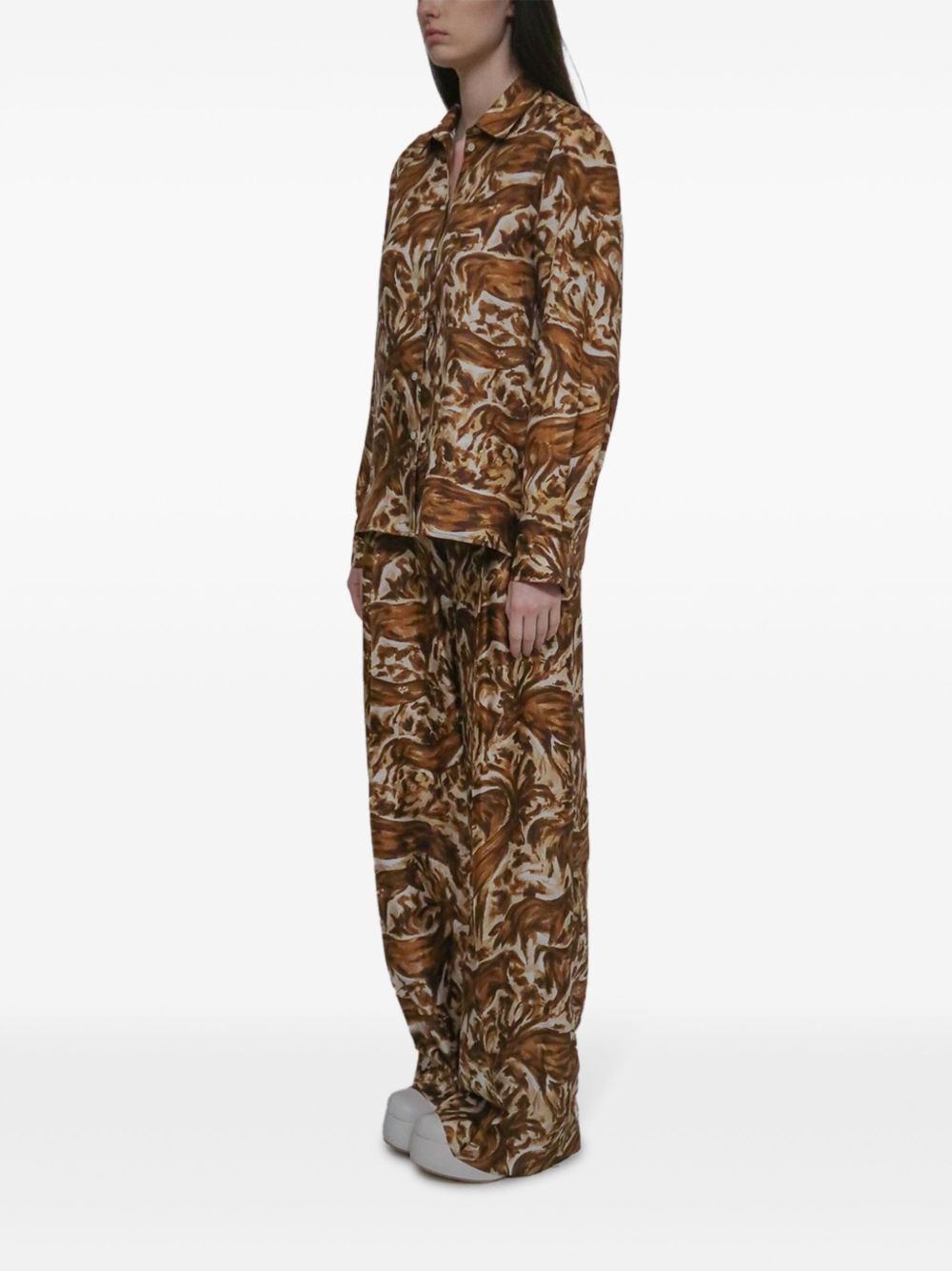 pleat front straight-leg trousers - 4