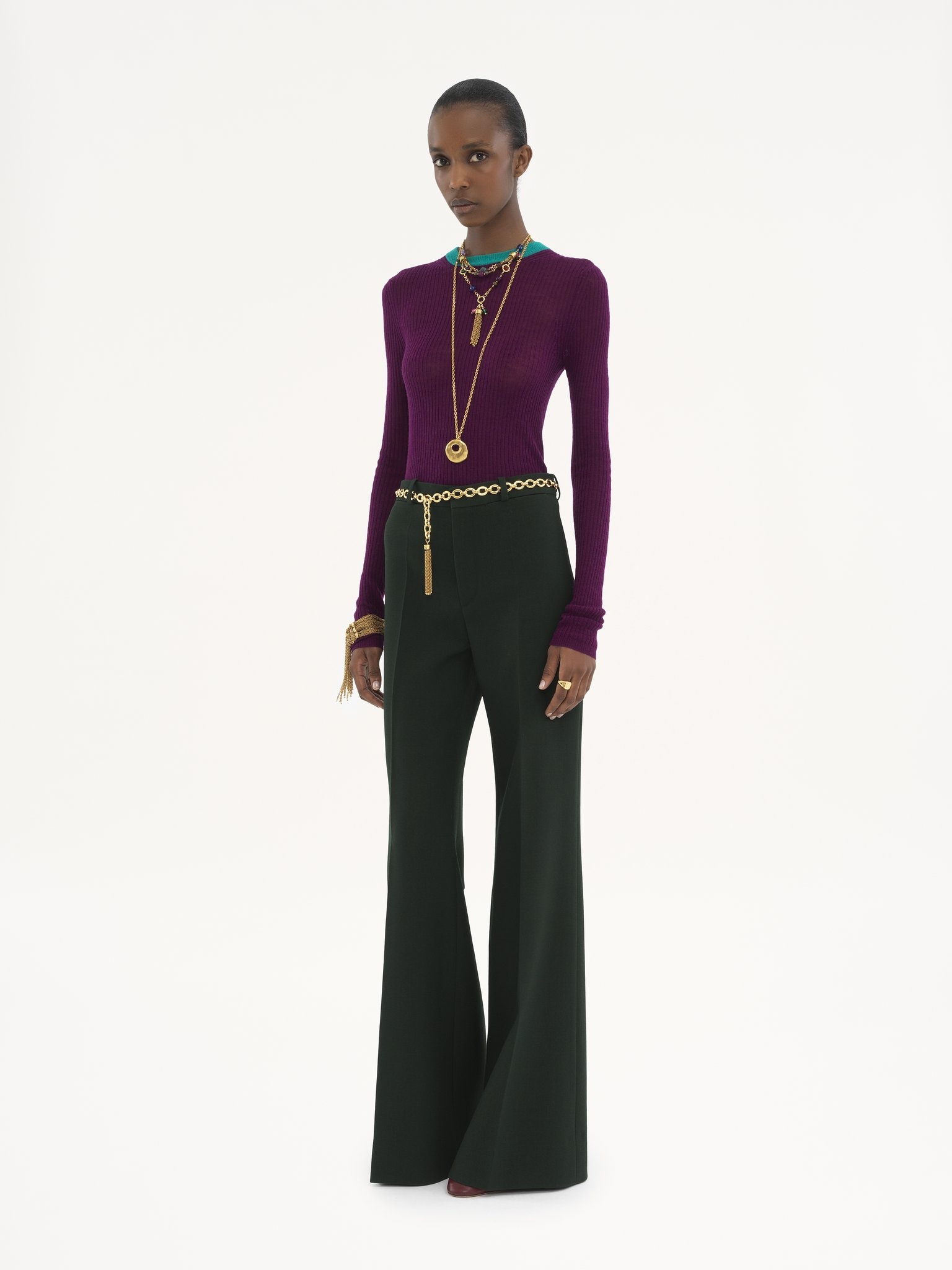 FLARED TAILORED PANTS IN WOOL CRÊPE - 3