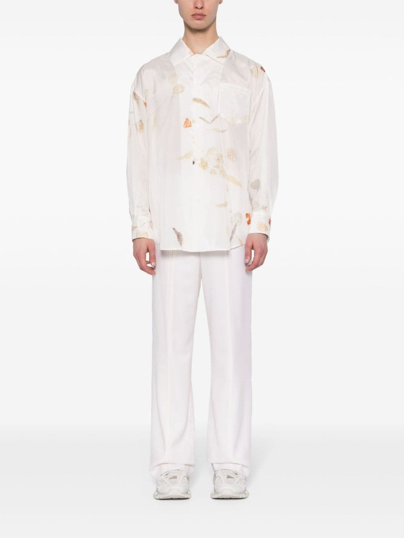 FENG CHEN WANG leaf-print silk shirt outlook