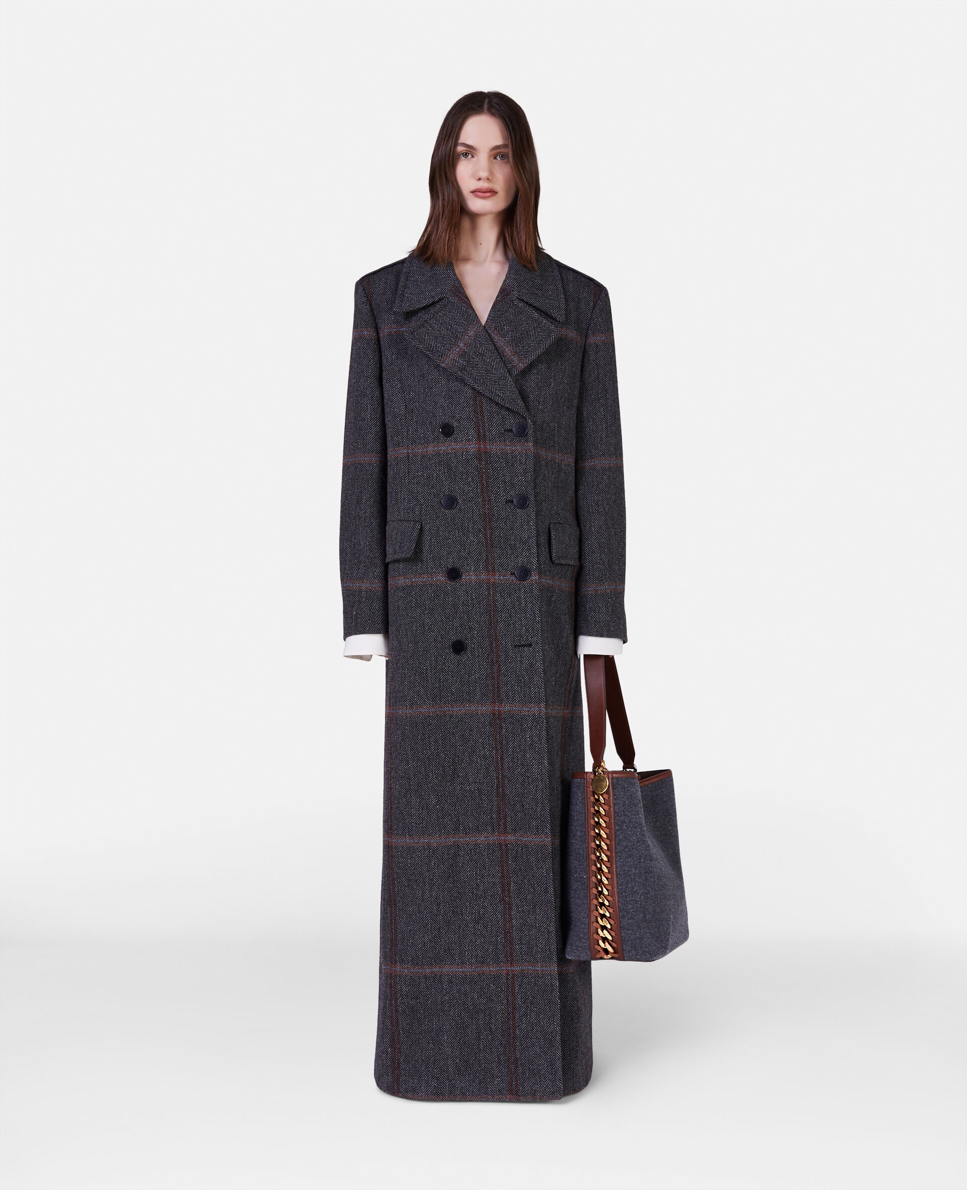 Herringbone Weave Maxi Overcoat - 2