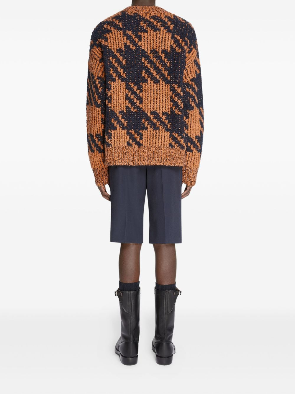 houndstooth v-neck sweater - 4