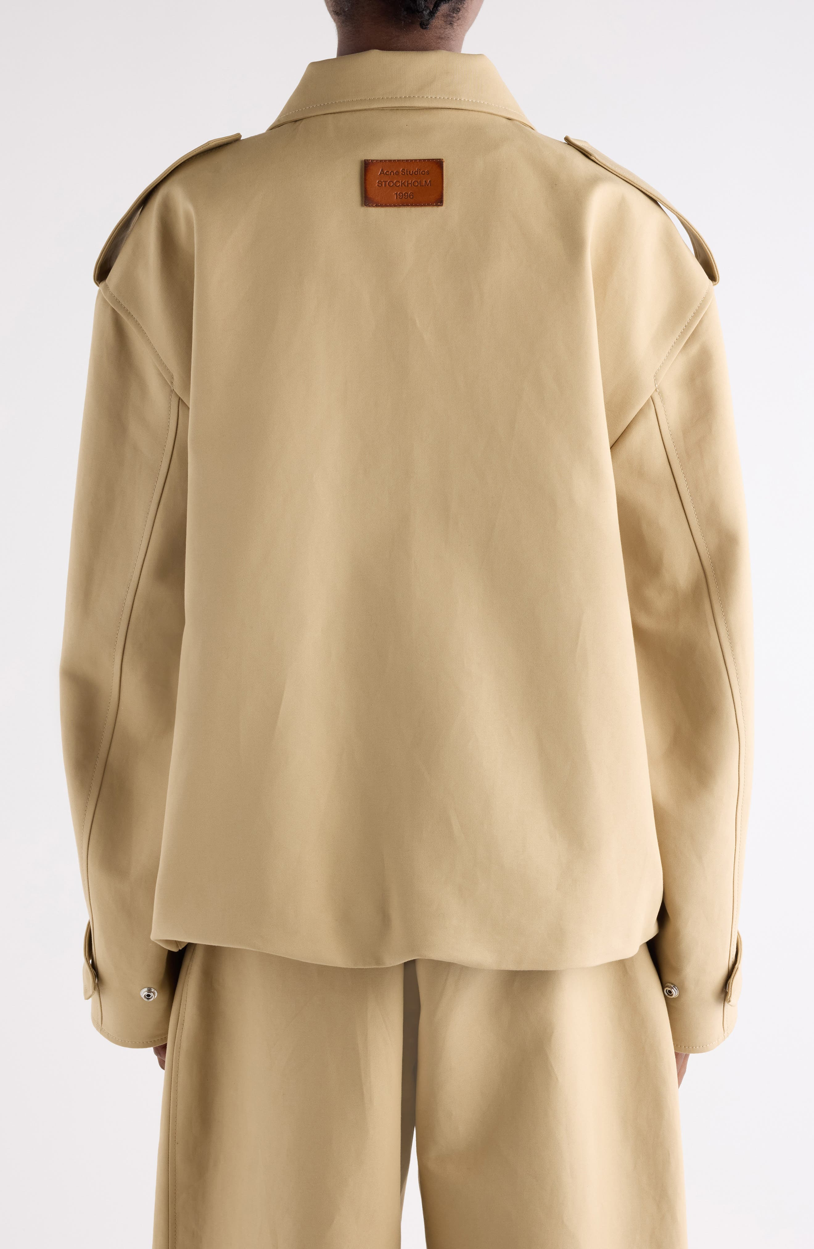 Acne Studios Onaga Organic Cotton Sateen Jacket in Beige Melange at Nordstrom - 3