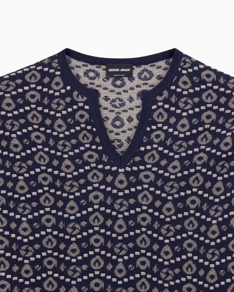 GIORGIO ARMANI V-NECK JUMPER IN CASHMERE, SILK AND VISCOSE JACQUARD outlook