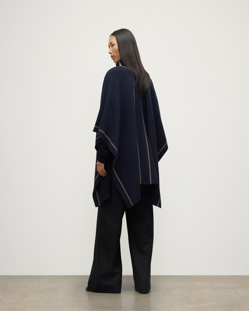 Hawk Dark Navy Cashmere Poncho 4