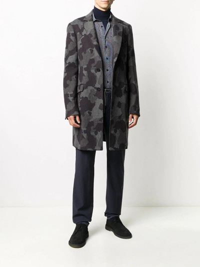 Etro camouflage-print single breasted coat outlook