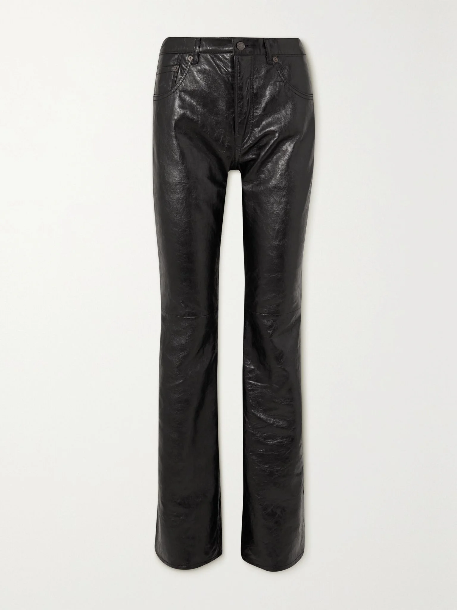 Crinkled-leather straight-leg pants Black - 1