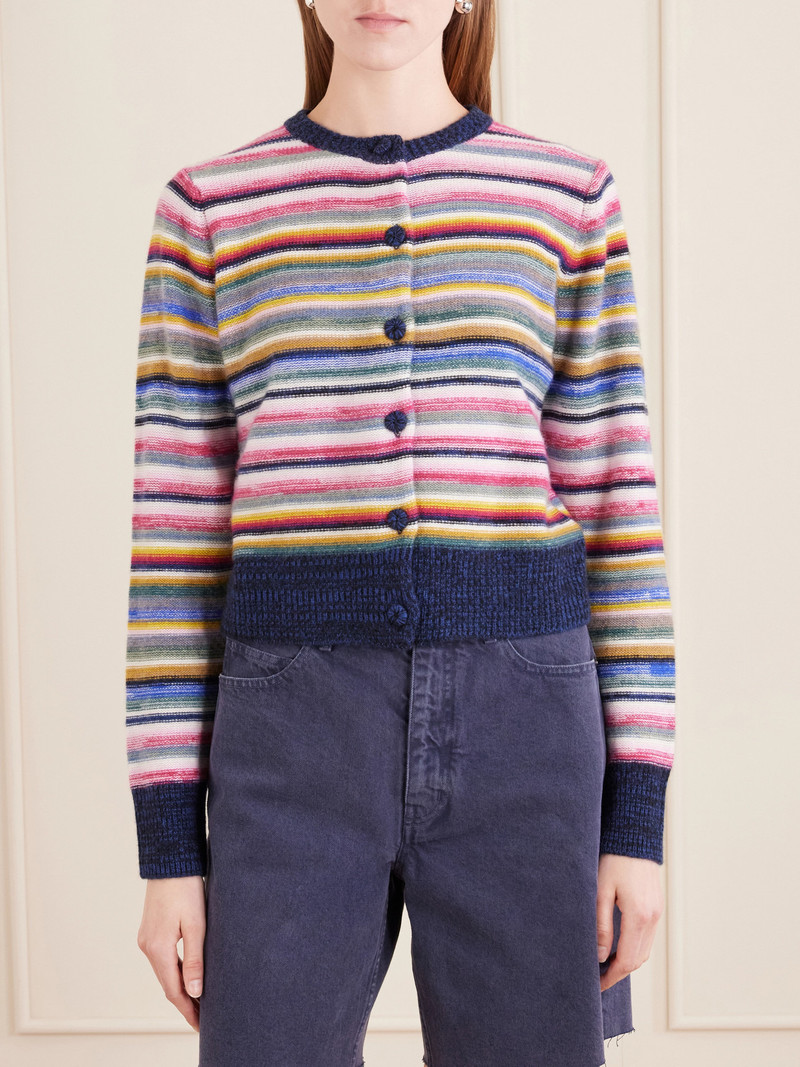 Kandria Cropped Striped Cashmere Cardigan 4