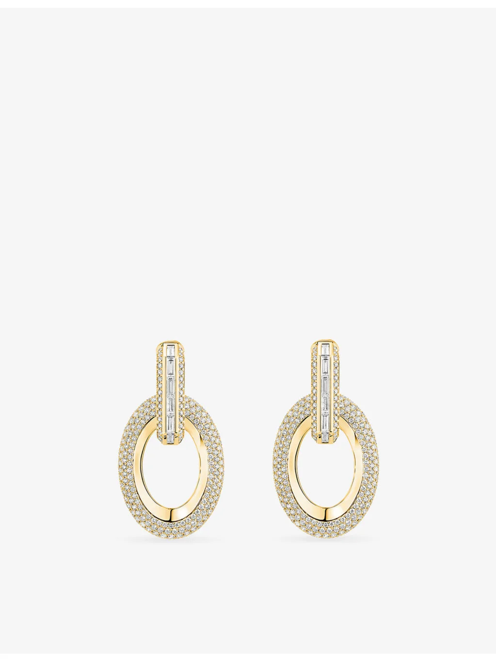Groove 18ct Gold and 6.7ct Diamond Drop Earrings - 1