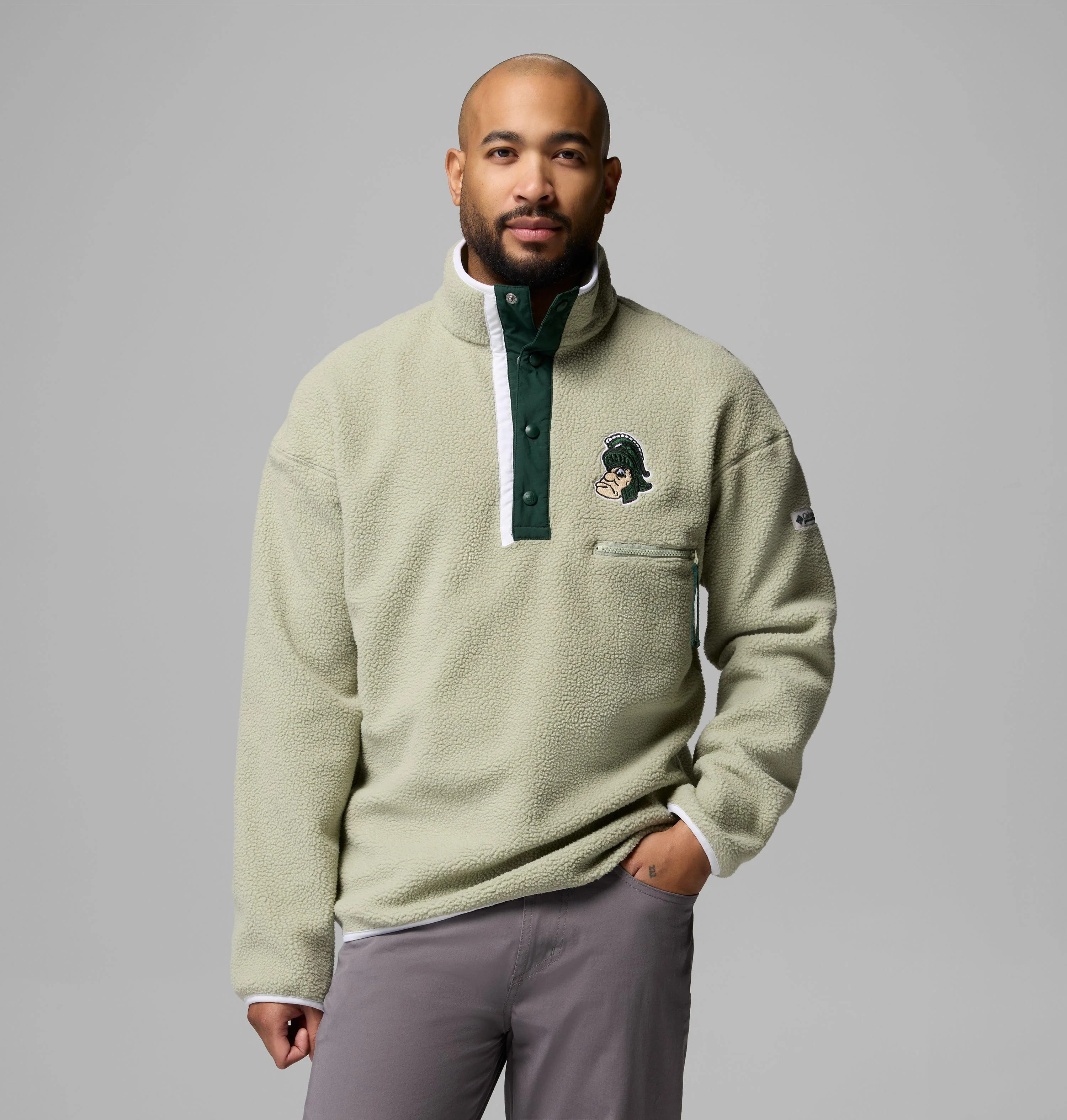 Men's Collegiate Helvetia Half Snap Fleece - Michigan State - 1