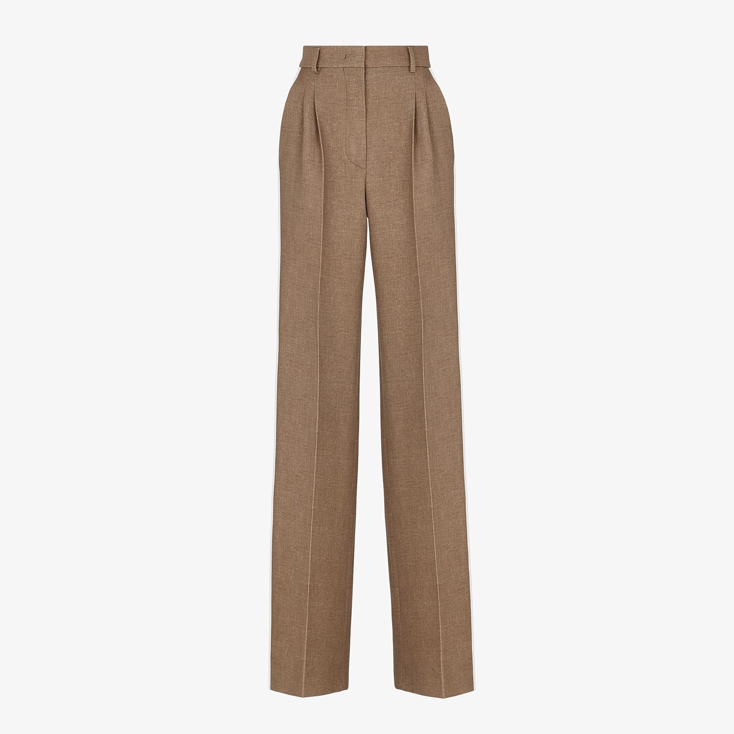 Beige silk and wool pants - 1